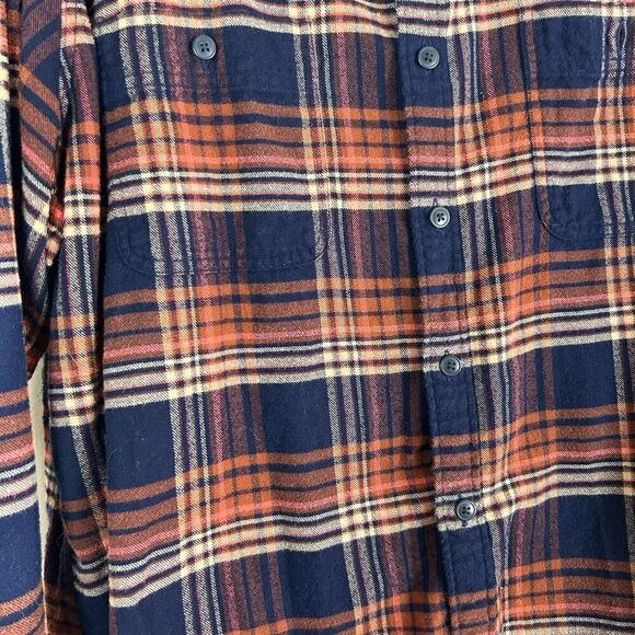J. CREW Plaid Flannel Shirt Blue Orange Size XXL GUC N438 - Picture 2 of 5
